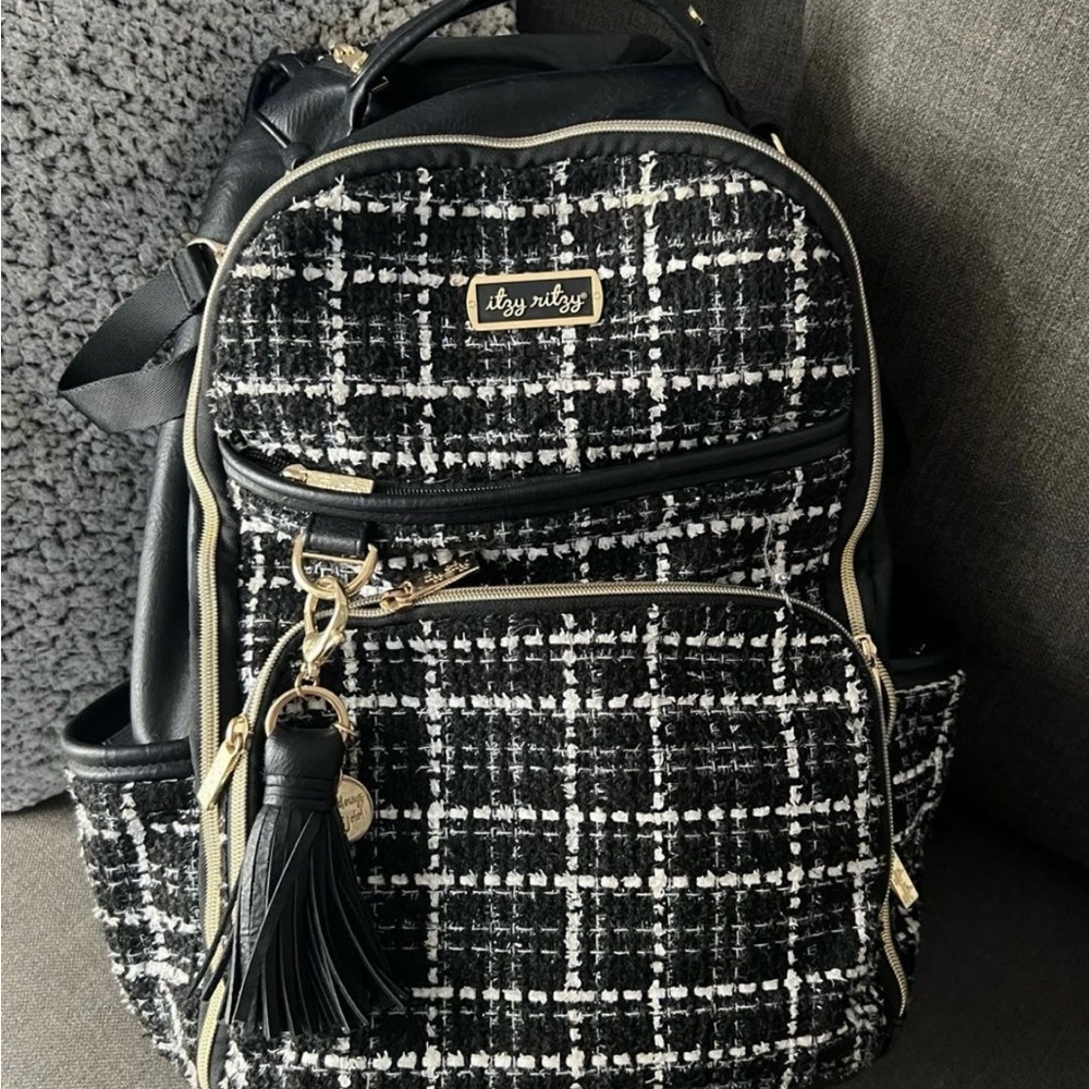 Itzzy ritzzy  Tweed Backpack with Gold Accents